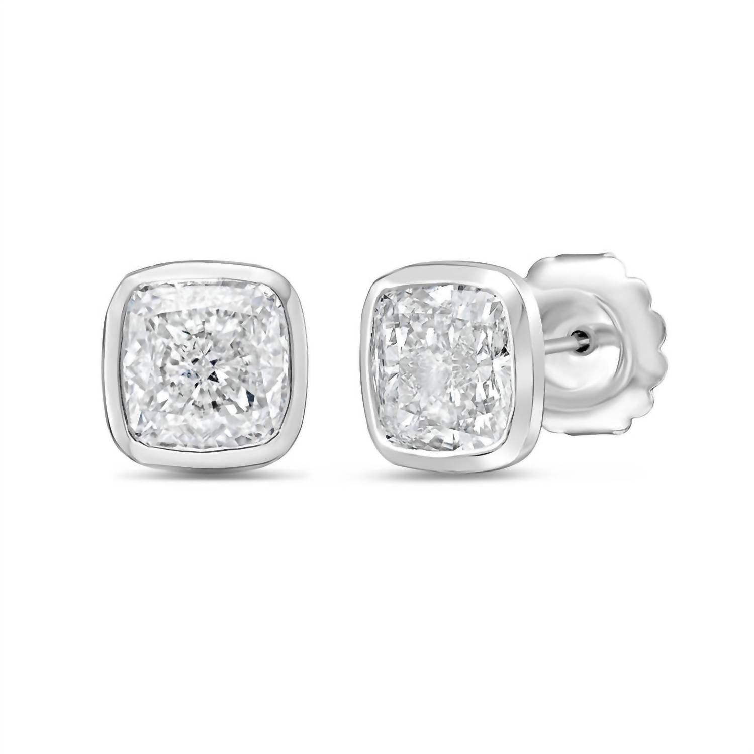 Diana M Jewels - Women's Cushion Cut Studs In A Bezel Setting Earrings (12.00 Ct) - Luxe