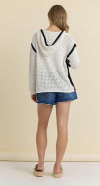 Vintage Havana - Crochet Hoodie With Trim