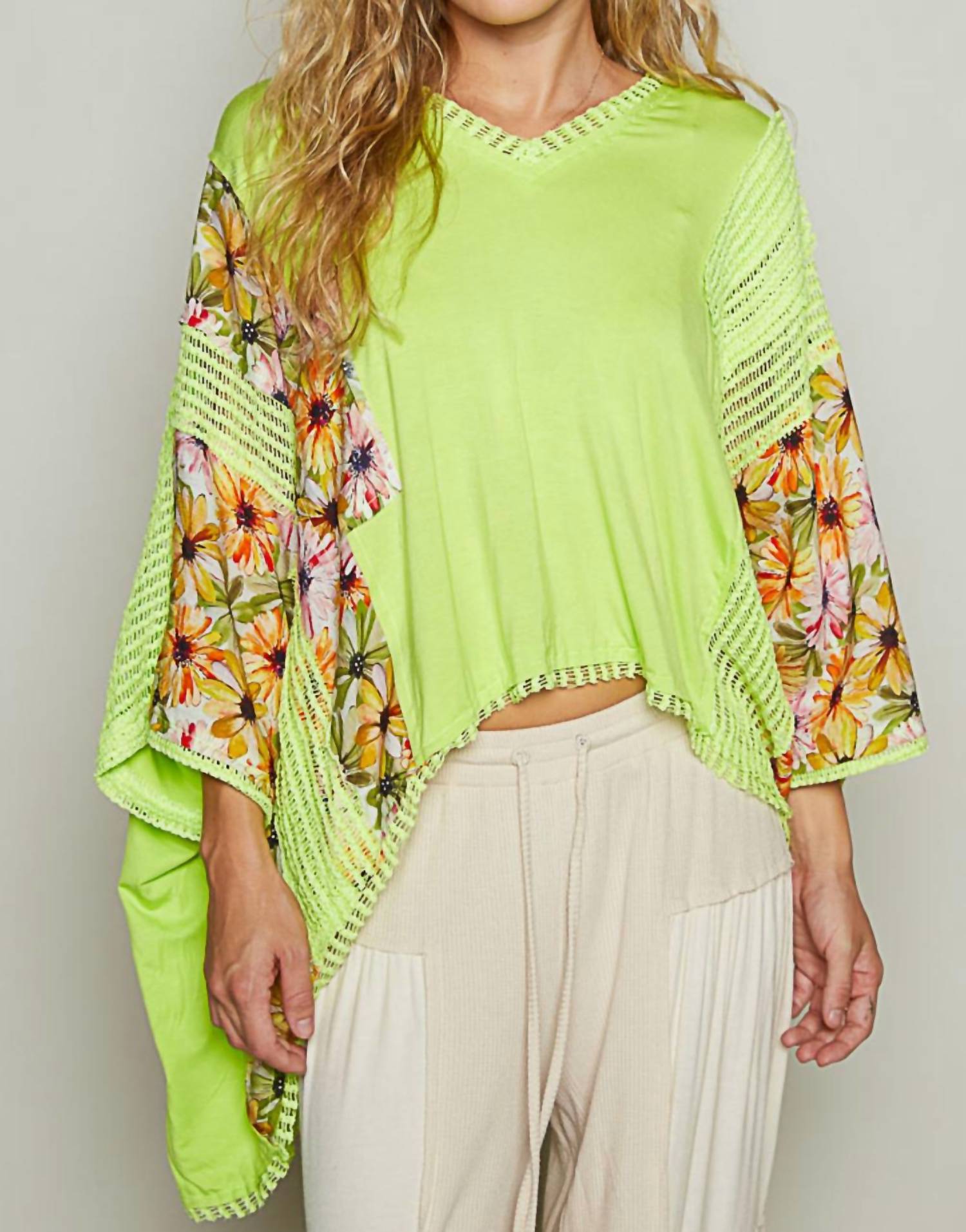 Pol - Brielle Meadow Crochet Sleeve Top
