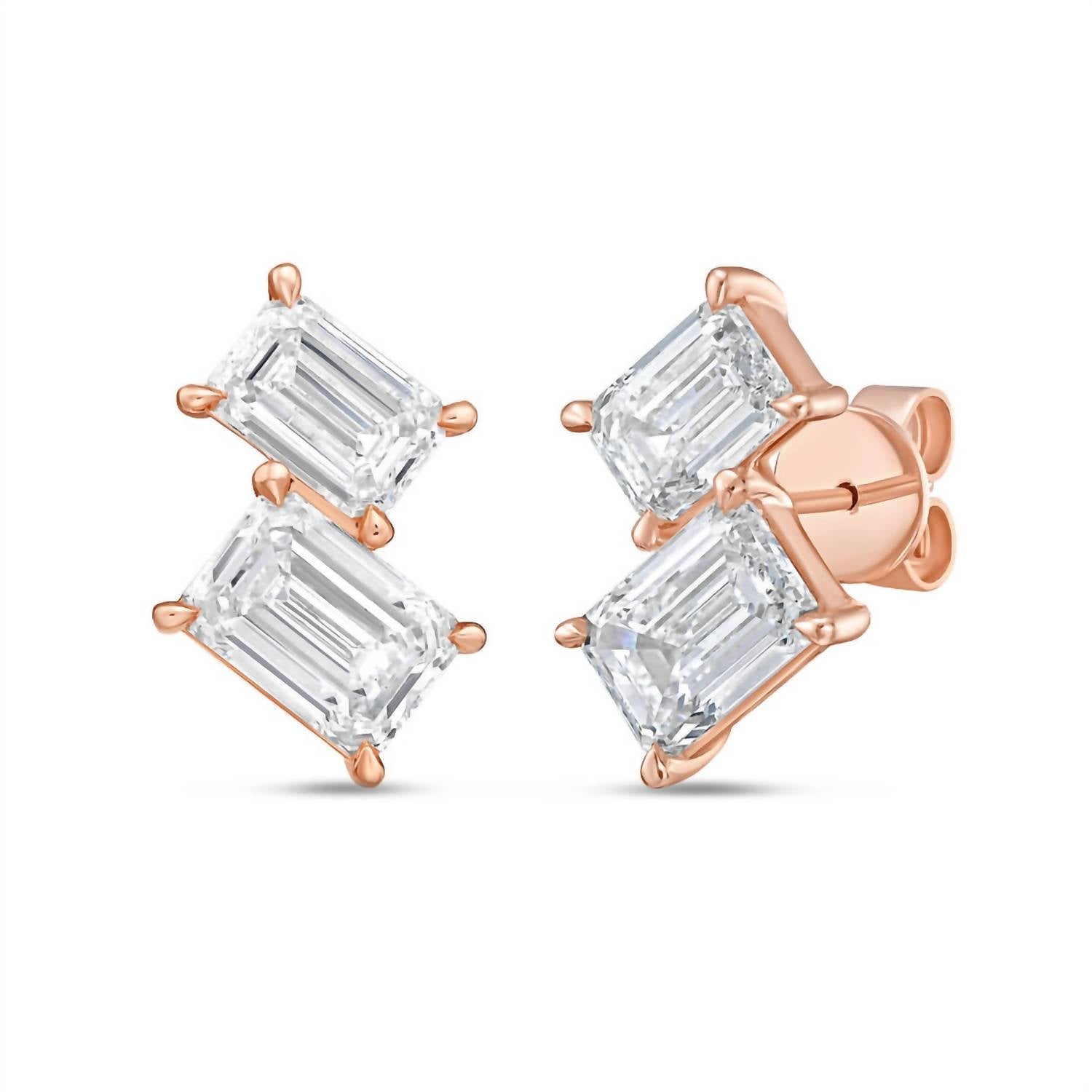 Diana M Jewels - Women's Emerald Lab-Grown Diamond Stud Earrings (12.00 Ct) - Luxe