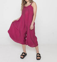 Cut Loose - Cross Hatch Linen Crop Jumpsuit