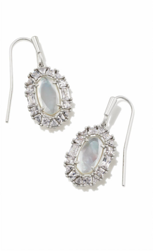 Kendra Scott - Lee Rhodium Crystal Frame Drop Earrings