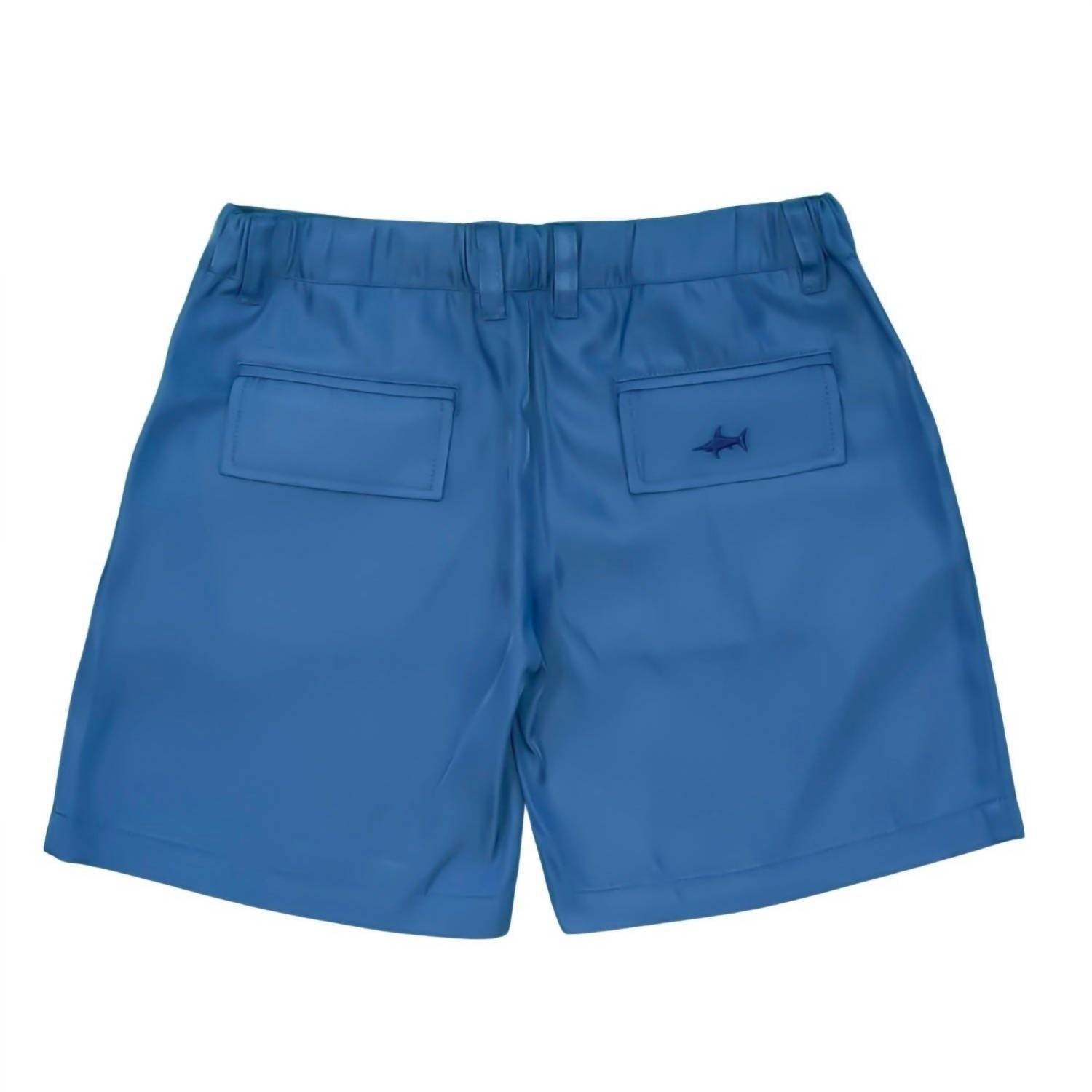 Saltwater Boys Co. Boy's Ponce Performance Shorts in blue - kids' shorts - detail view