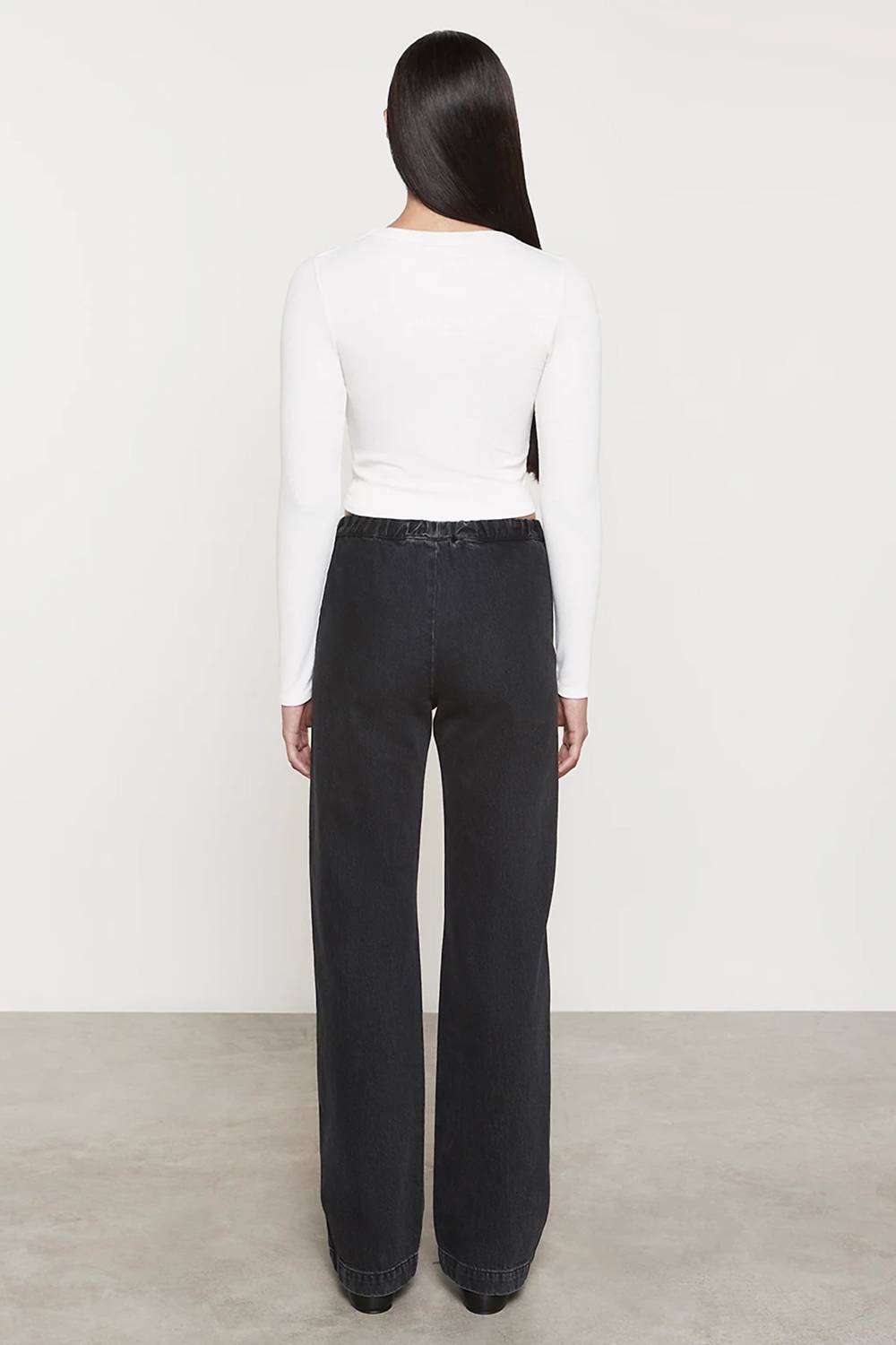 Enza Costa Cotton Denim Everywhere Pant in washed black - women's pants - alternate view
