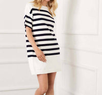 Karen Kane Stripe Sweater Dress in white - women's dress - view 4