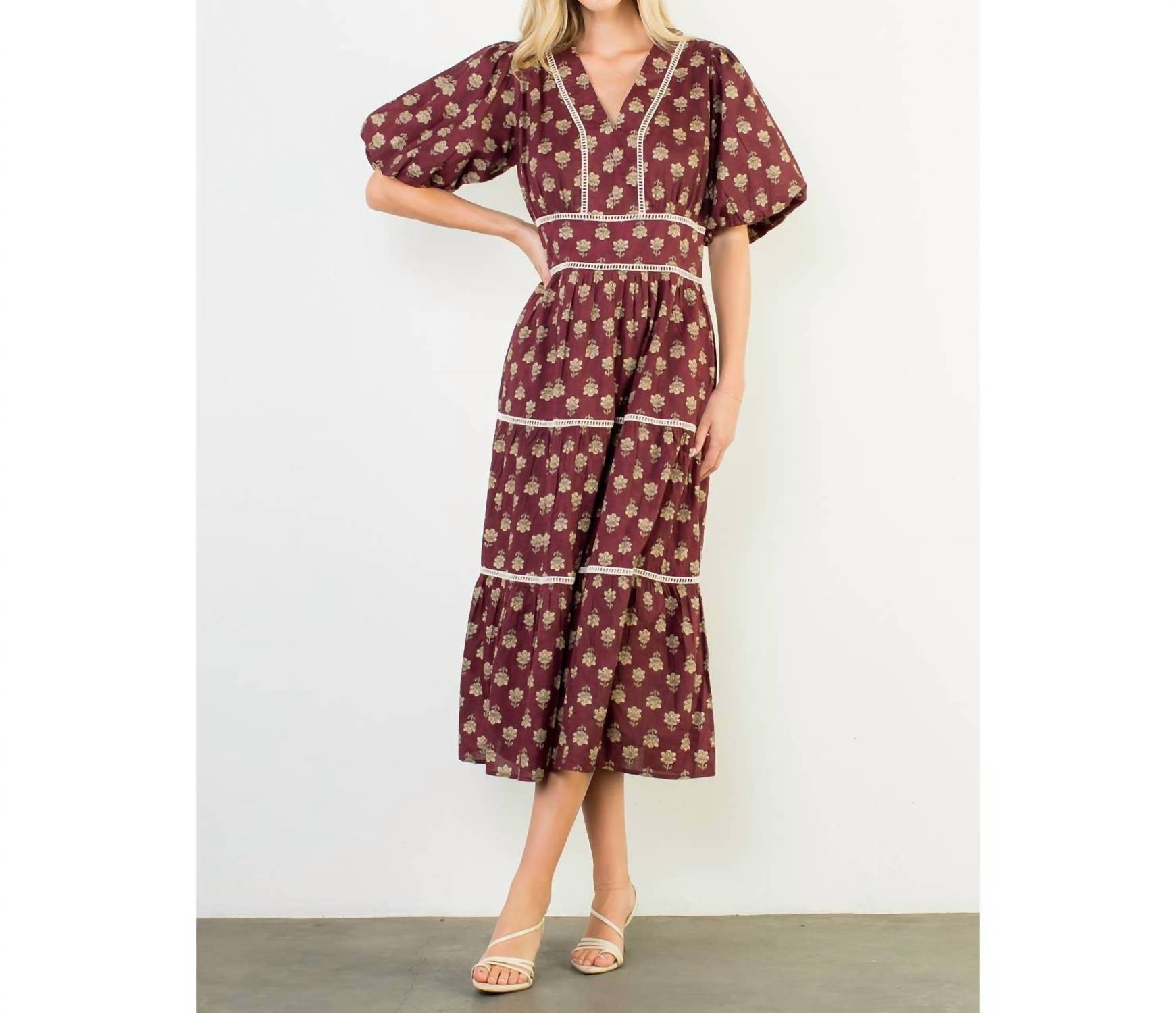 Thml - Puff Sleeve Tiered Print Dress