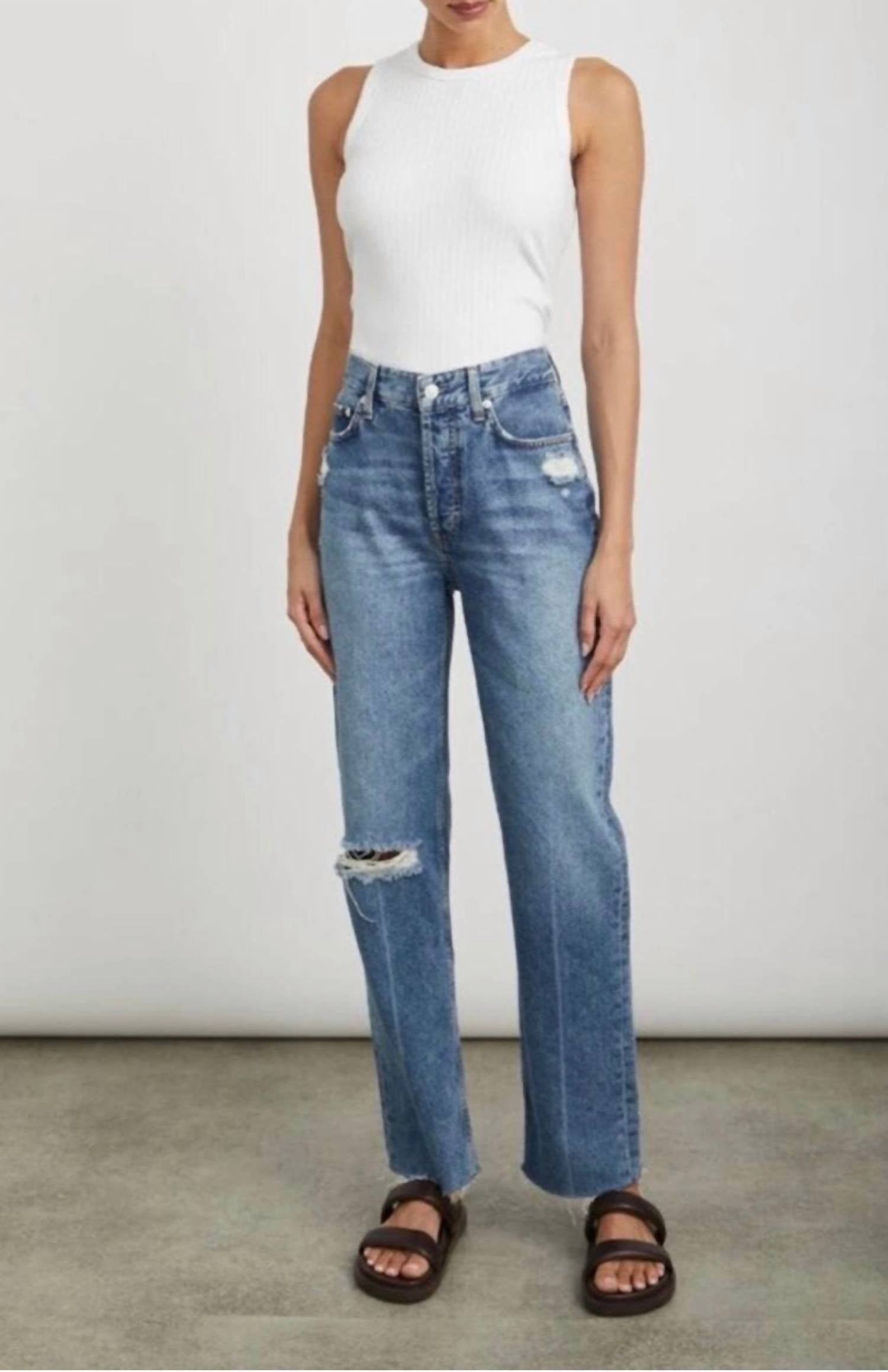 Rails Women's Topanga High Rise Straight Jeans in vintage sapphire distress - women's jeans
