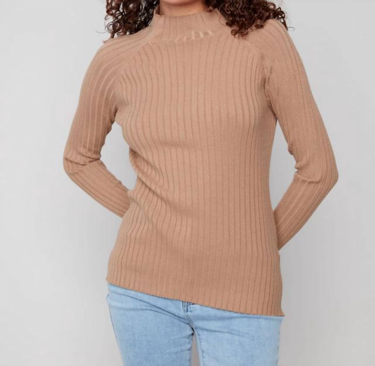Charlie B - Basic Ribbed Mock Neck Sweater