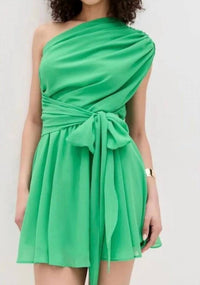 Amanda Uprichard Galleria Mini One Shoulder Dress in green - women's dress - detail view