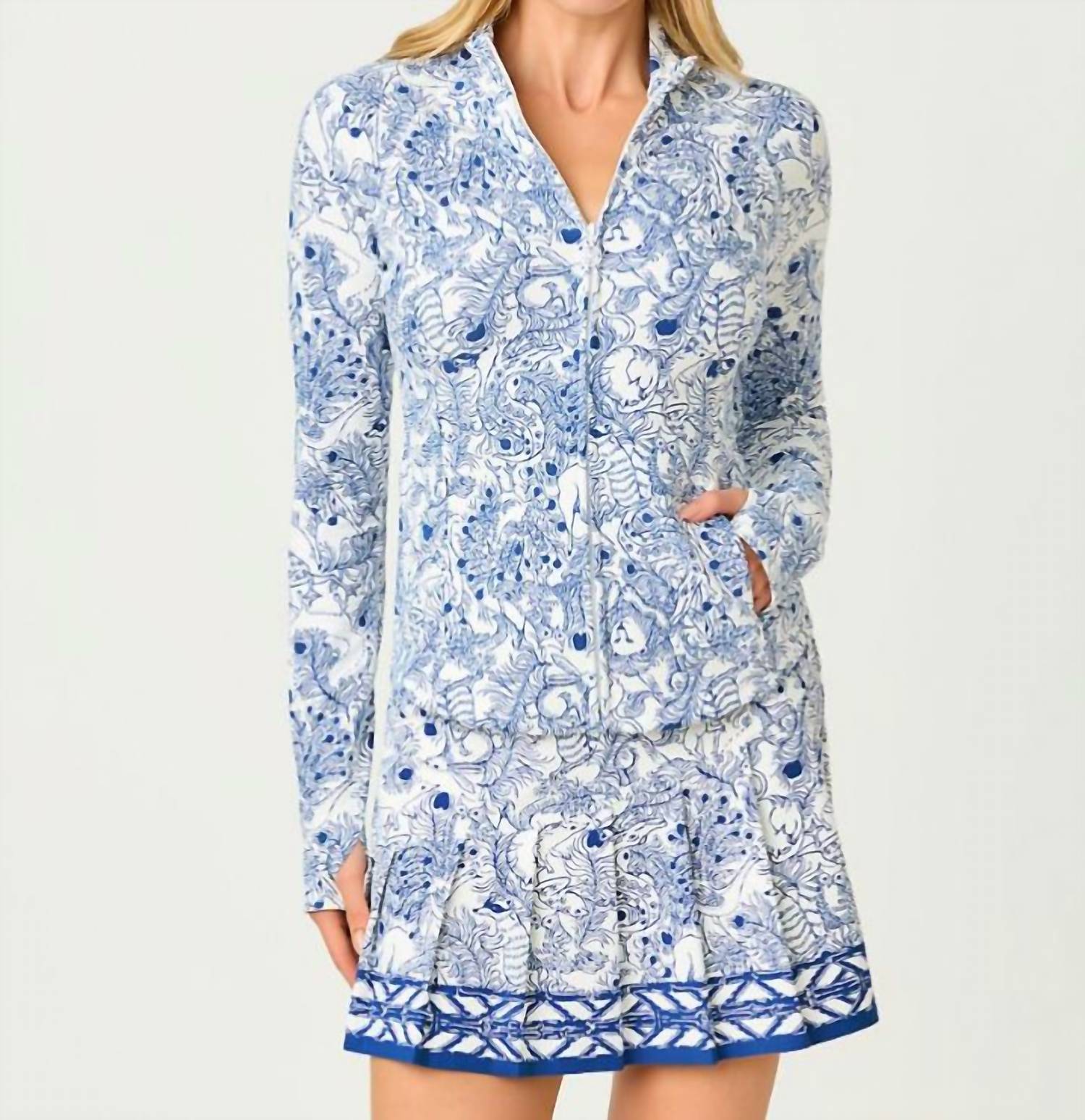 Lilly Pulitzer BARBADOS UPF 50+ ZIP-UP JACKET in starlight navy - women's jacket