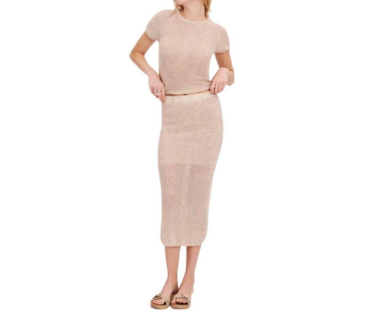 Atm - Spacedyed Cotton Linen Blend Midi Skirt