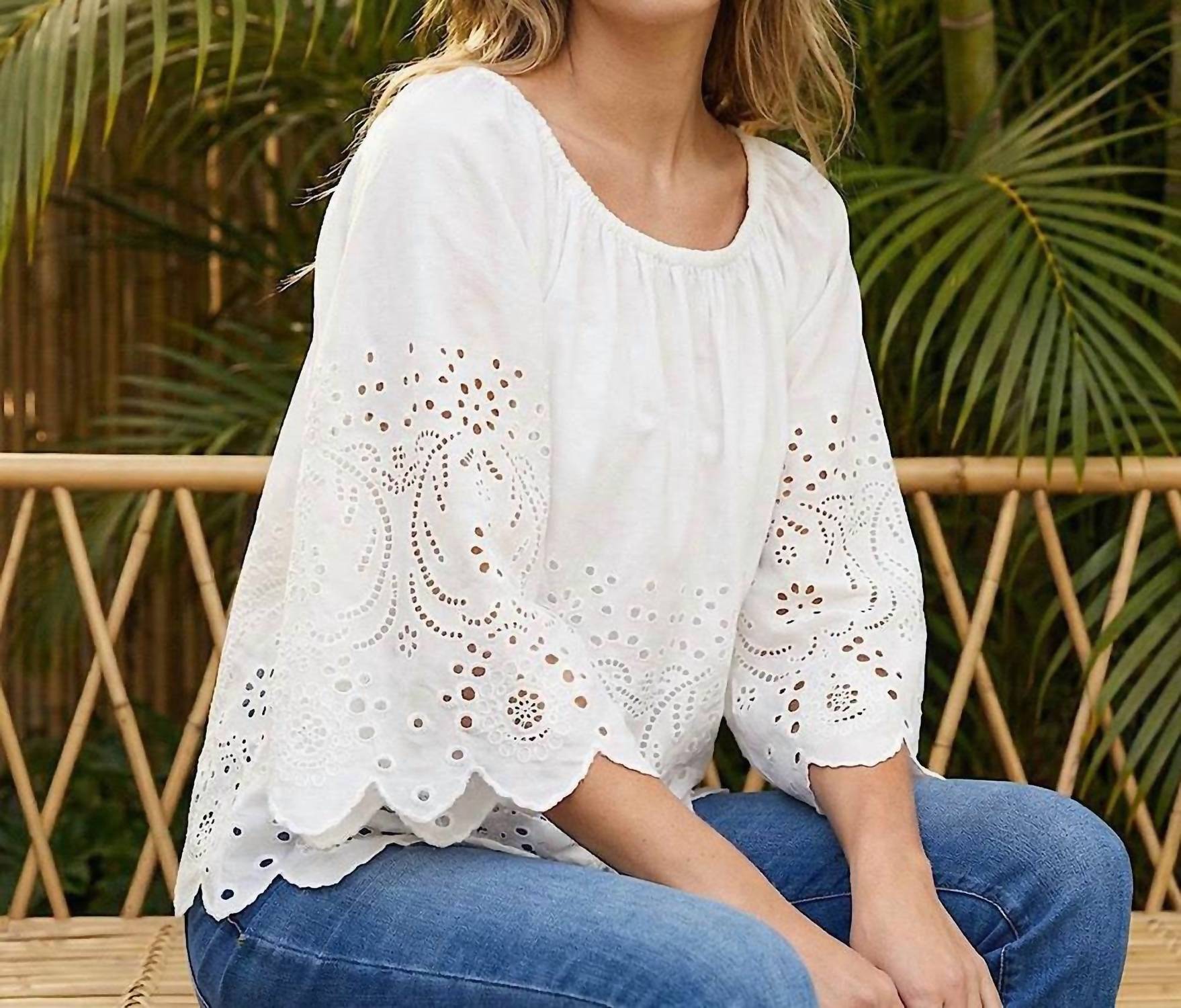 Karen Kane - Cut-Out Embroidery Flare Sleeve Peasant Top