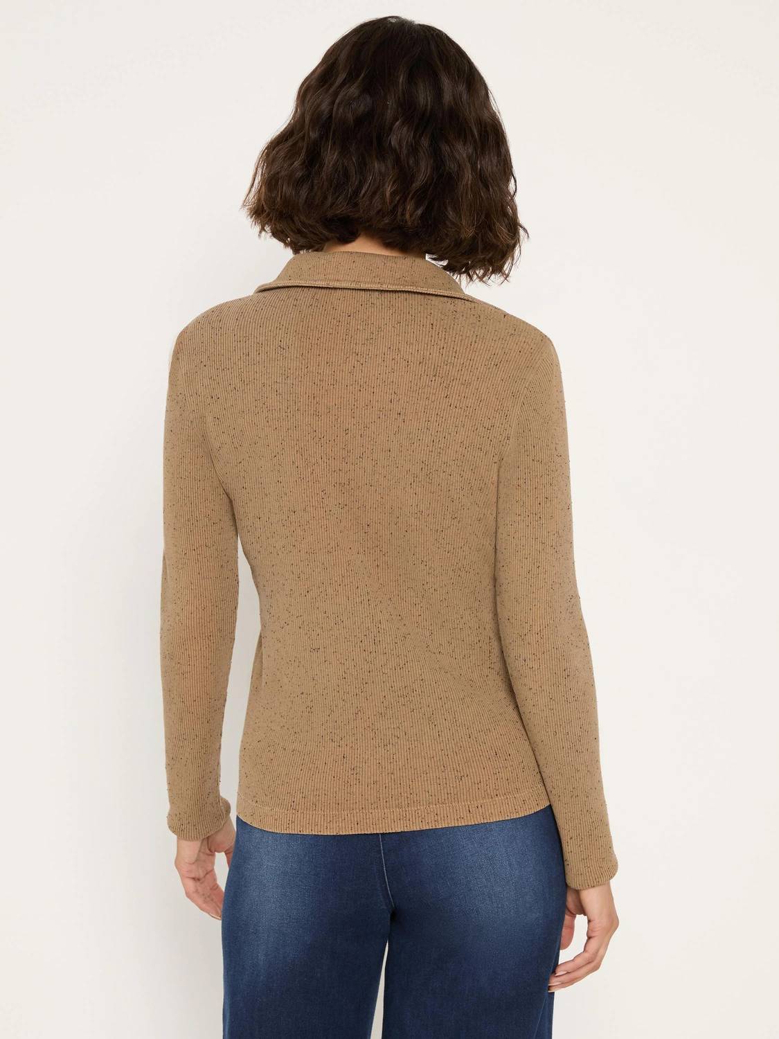 Nic + Zoe - Rib Long Sleeve Polo Top