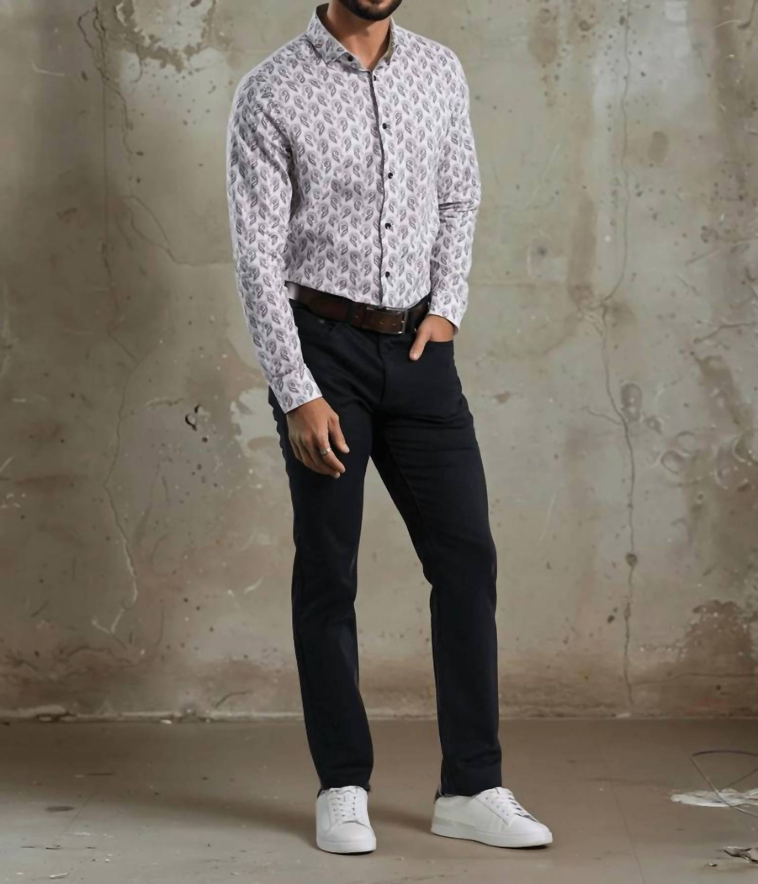 Stone Rose - Printed Feather Paisley Shirt