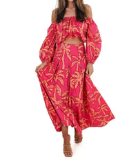 Flying Tomato - Destination Off-shoulder Top And Maxi Skirt Set
