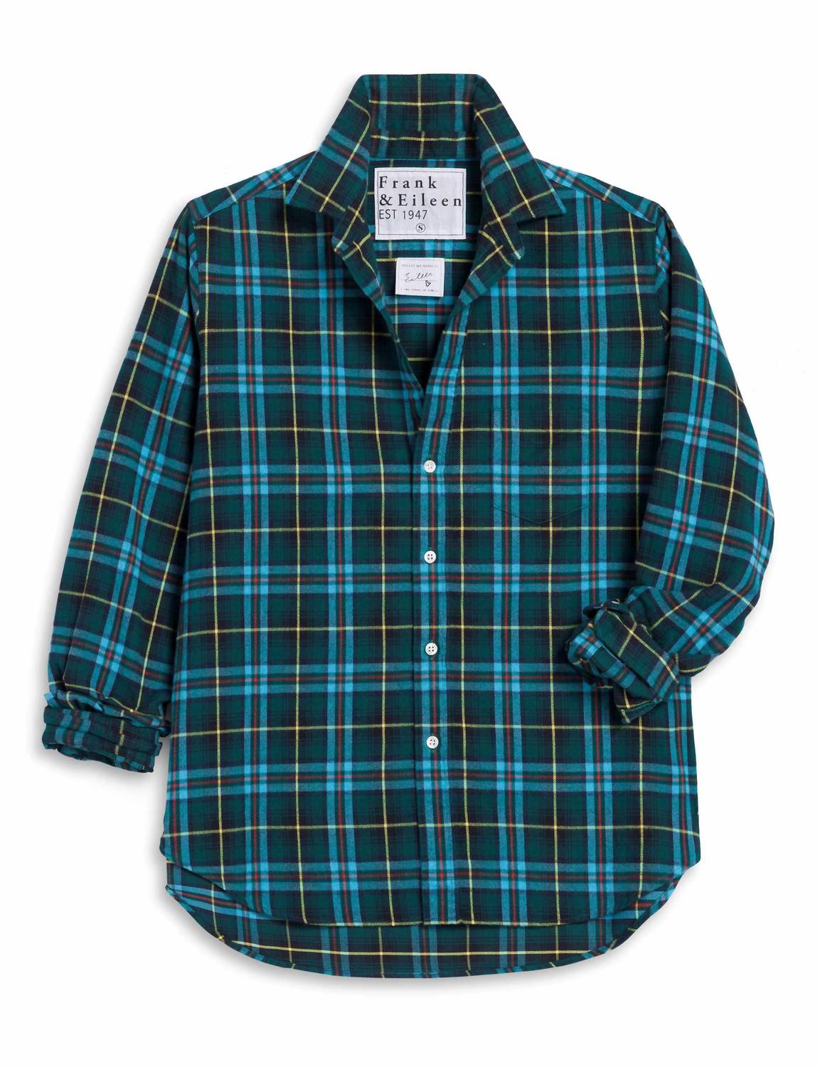 Frank & Eileen Women's Eileen Relaxed Button-up Shirt in green multi plaid - women's long sleeve top