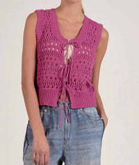 Elan - Daphne Tie Front Sweater Vest