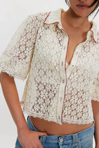 Free People - MANNIE LACE BUTTONDOWN