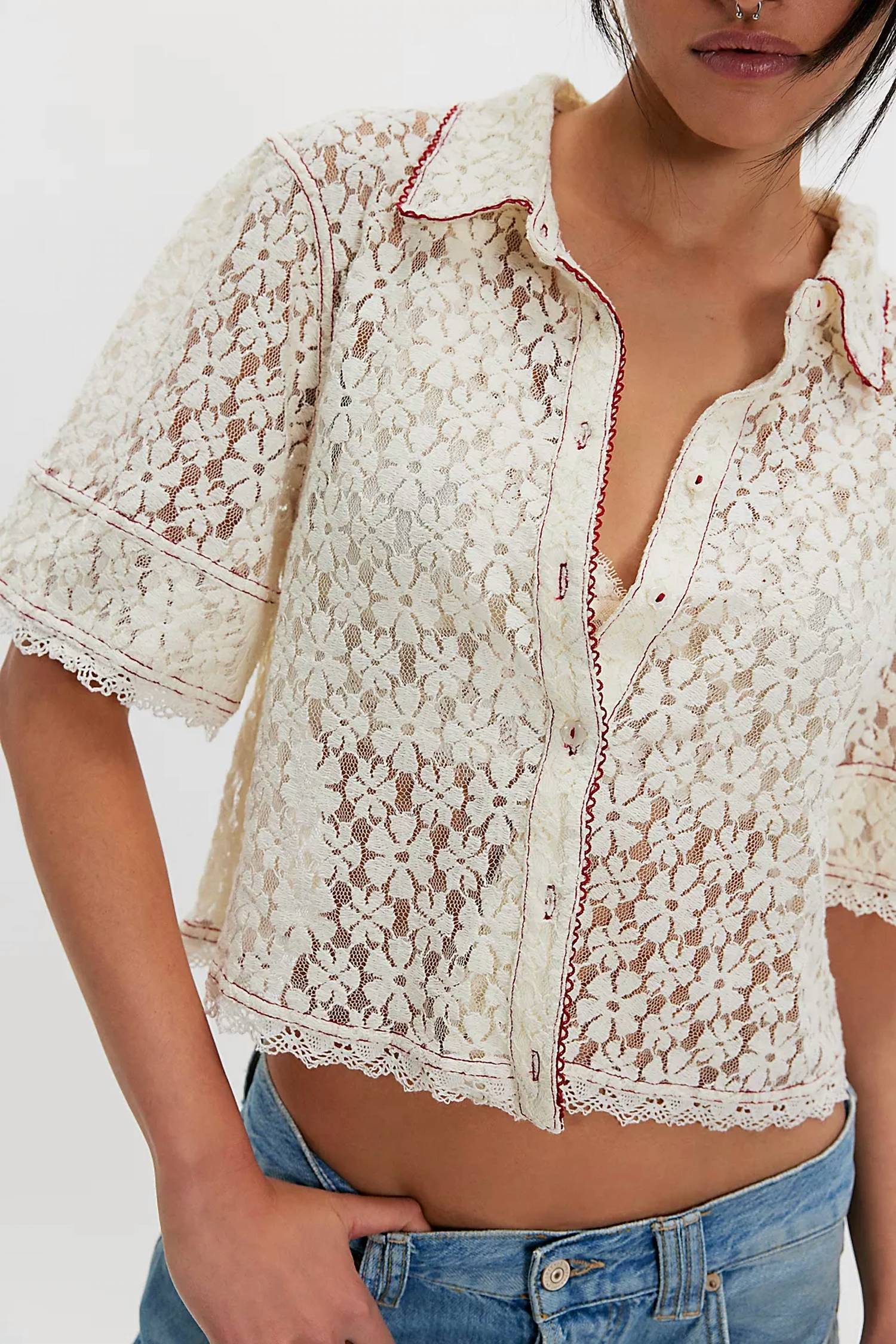 Free People - MANNIE LACE BUTTONDOWN