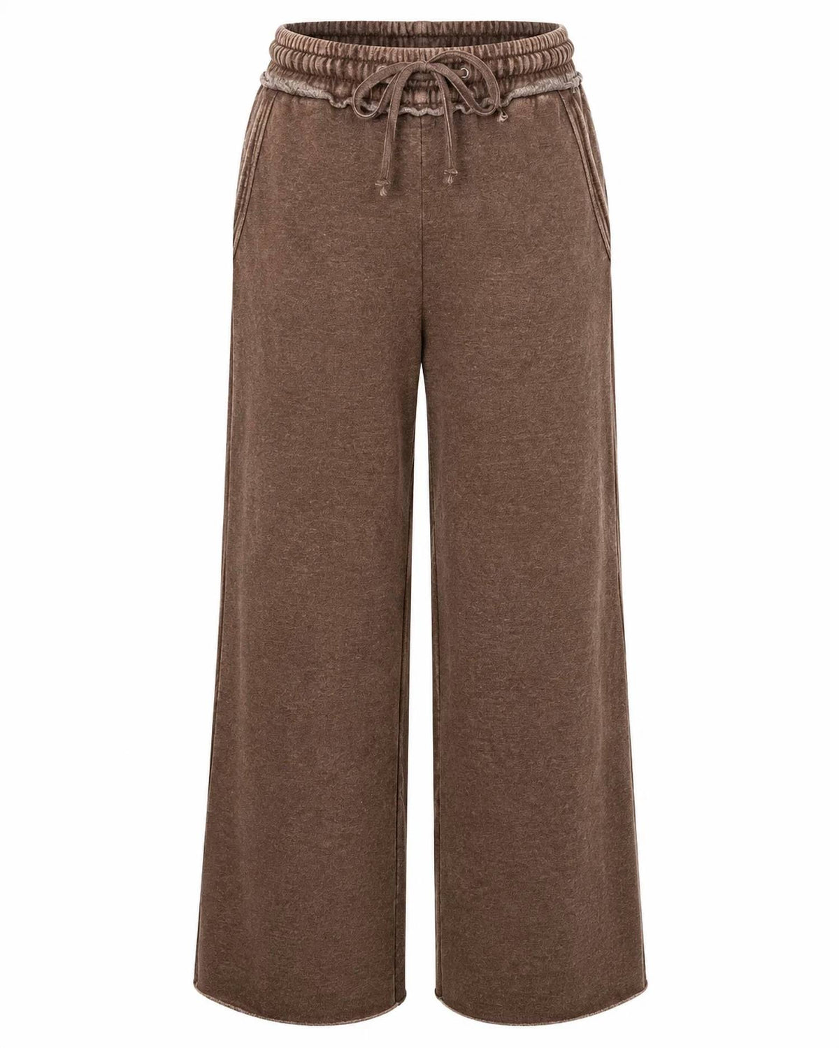 Zenana - Women's Acid Wash Fleece Palazzo Sweatpants