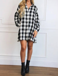 Risen - Pumpkin Patch Plaid Shirt Dress