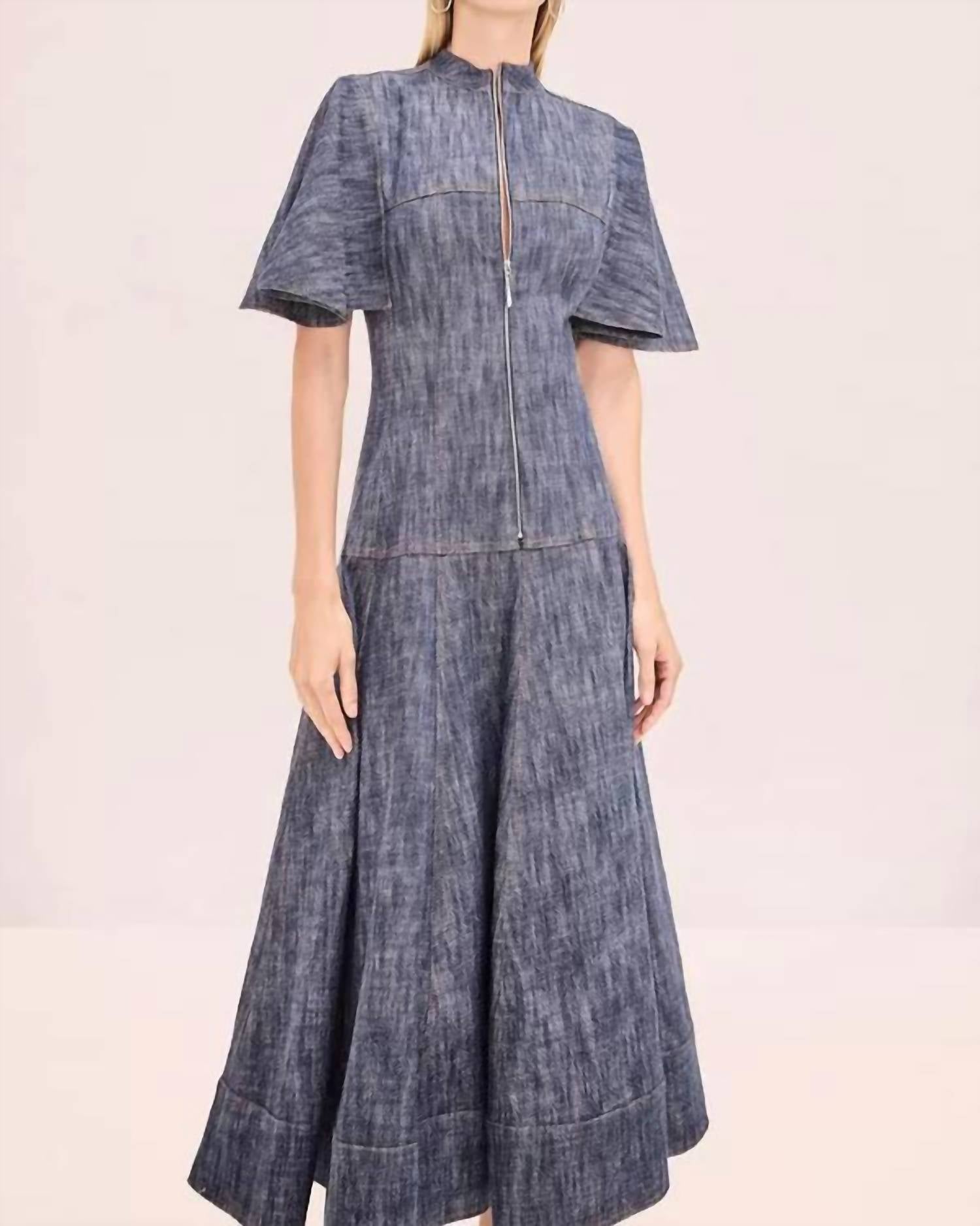 ALEXIS Weston Midi Dress in denim - women's dress - alternate view
