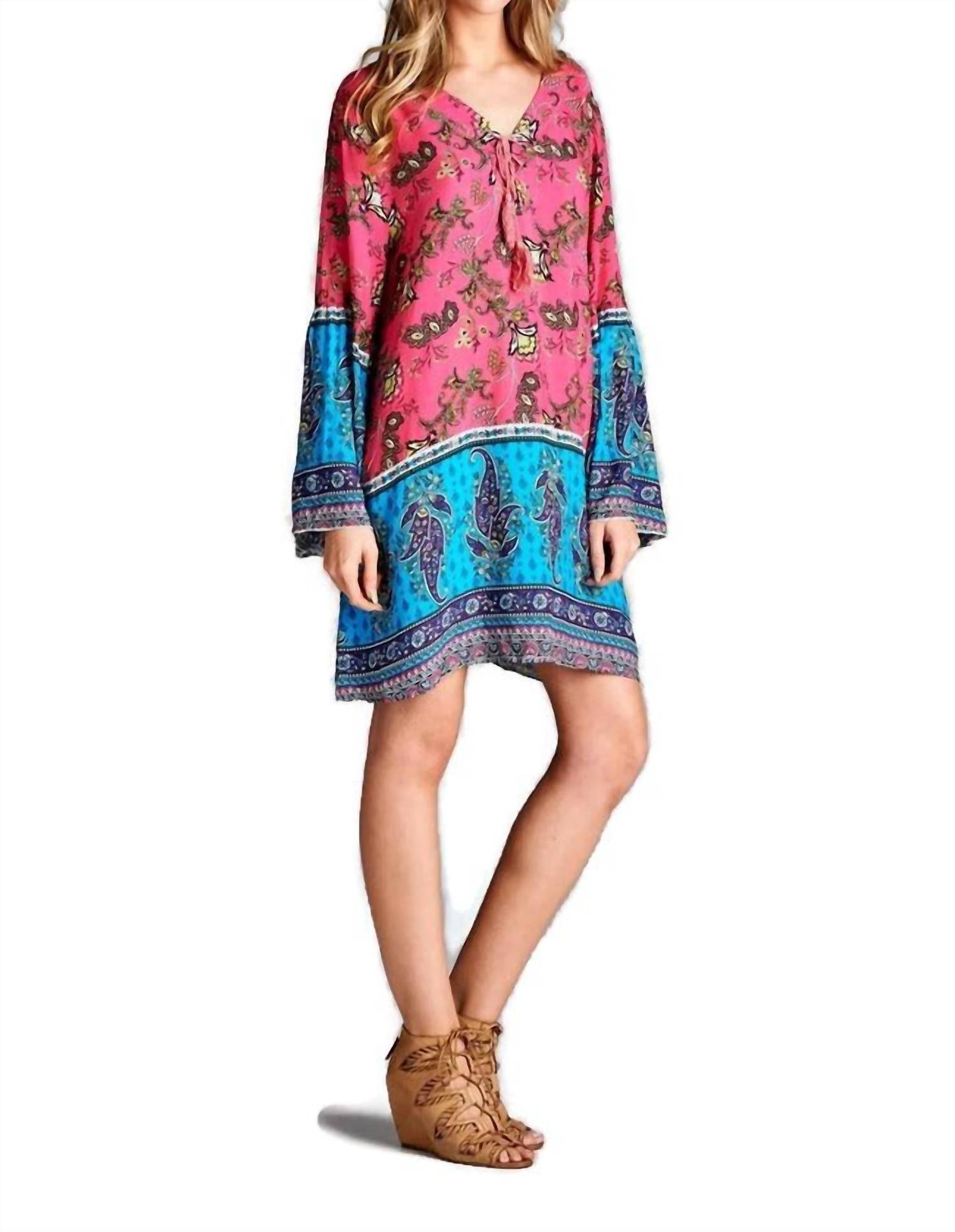 Velzera - Paisley Bell Sleeve Dress