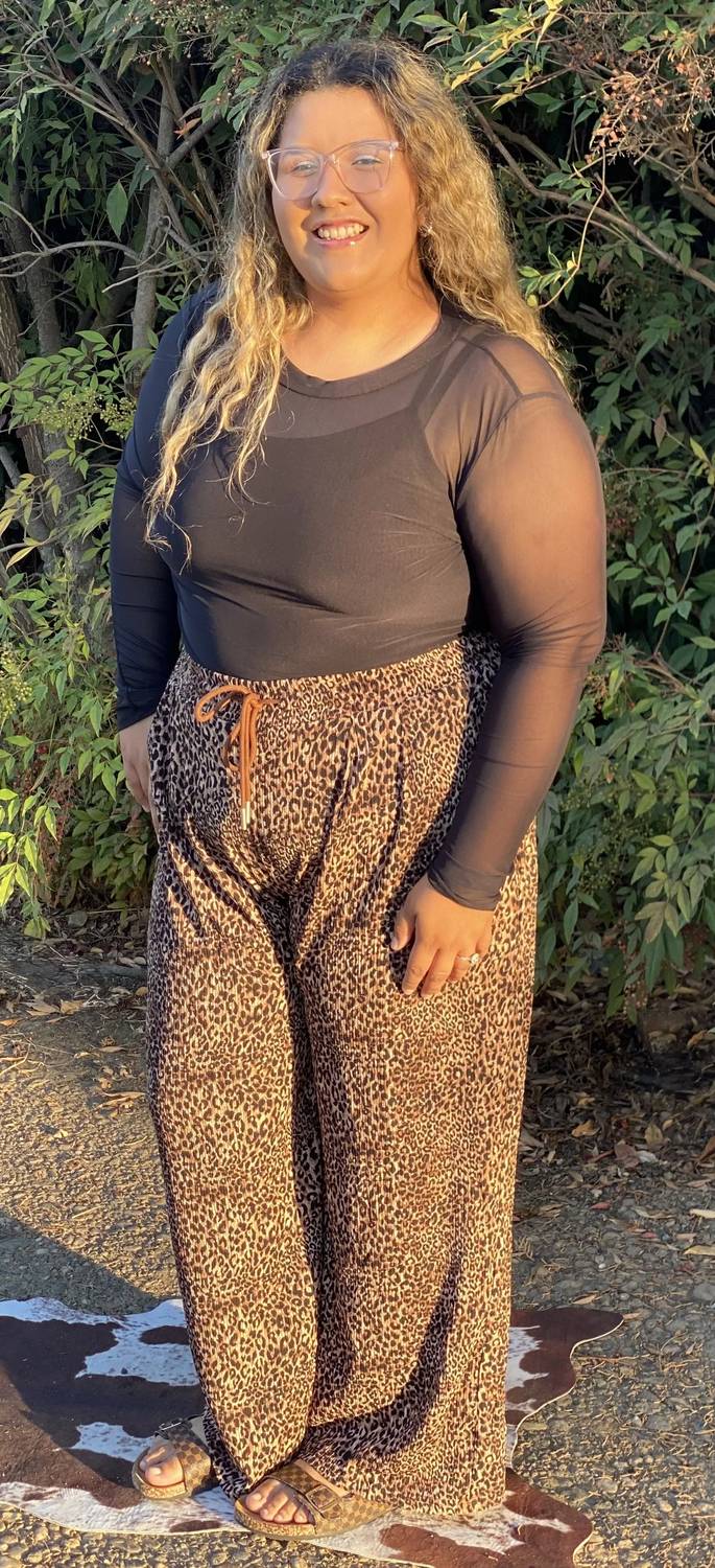 Davi & Dani - Leopard Wide Leg Pants - Plus