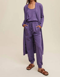 Listicle - Jumpsuit And Long Cardigan Set