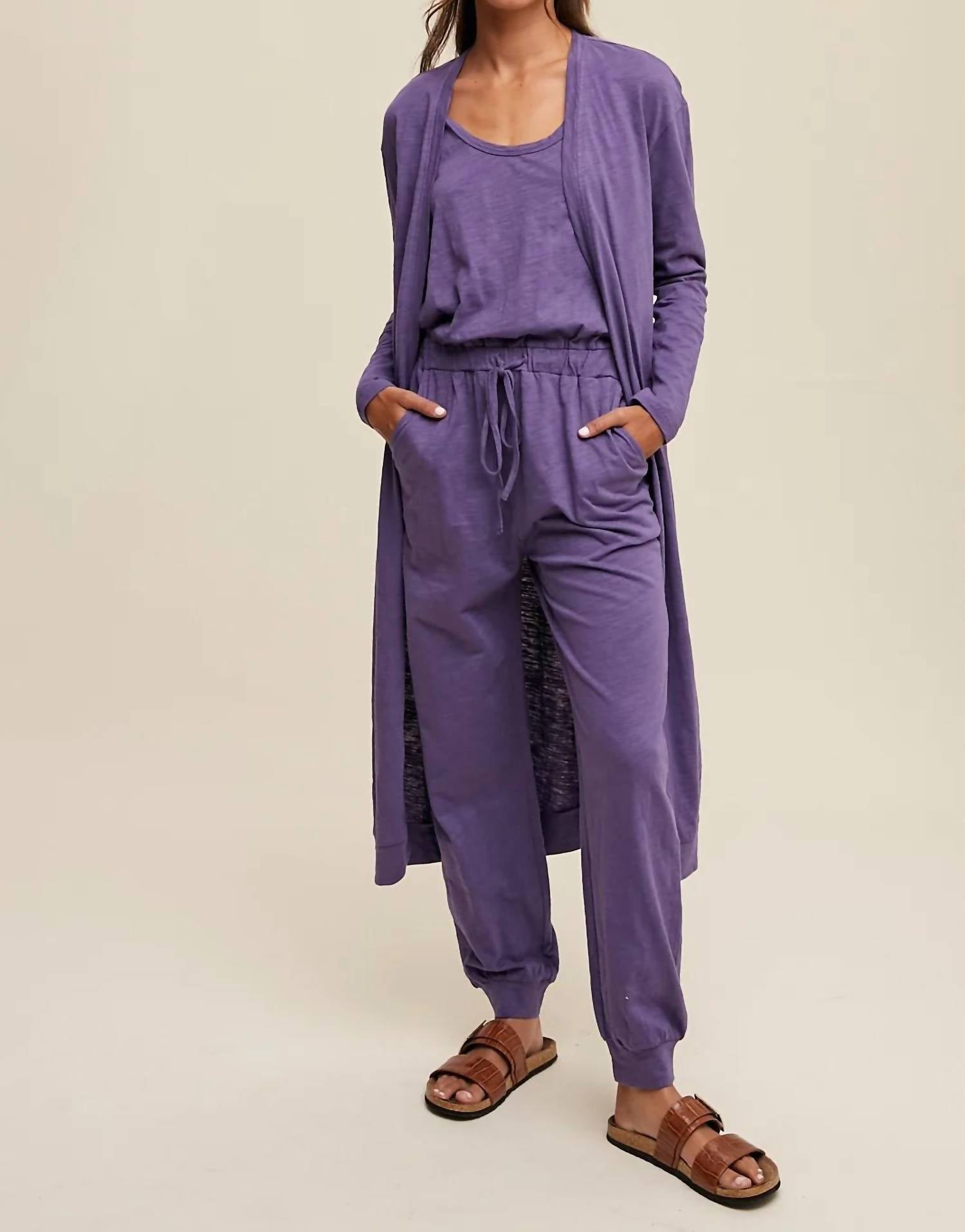 Listicle - Jumpsuit And Long Cardigan Set