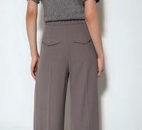 LUISA CERANO Tab Closure Straight Leg Trouser in taupe - women's pants - view 4