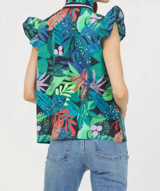 Stellah - Tropical Print Sleeveless Ruffle Printed Top