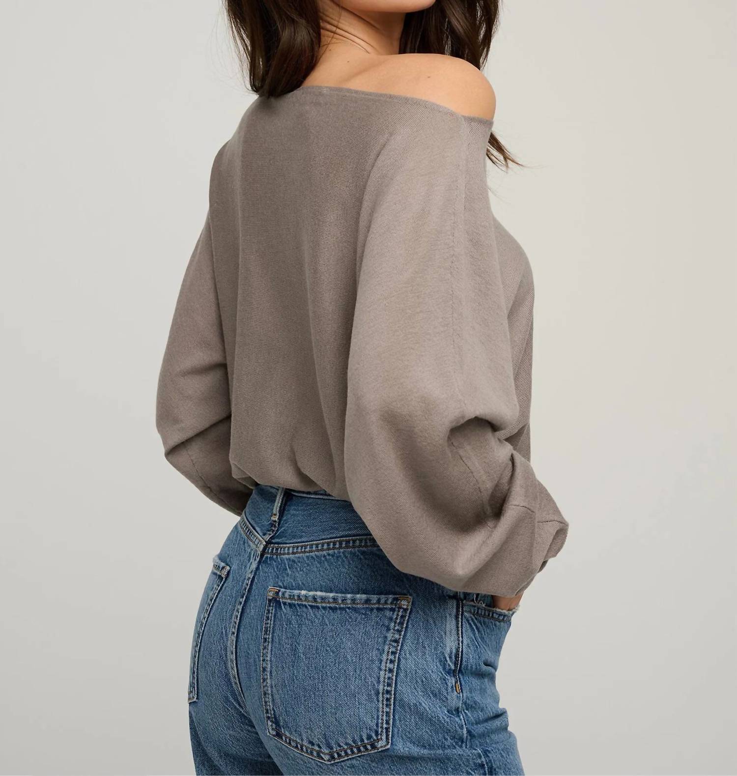 Favorite Daughter The Effortless Sweater in soft taupe - women's sweater - detail view