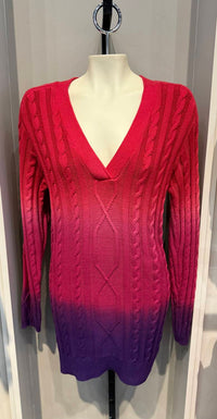 young fabulous & broke Women's Holly Sweater Dress in red velvet ombre - women's dress