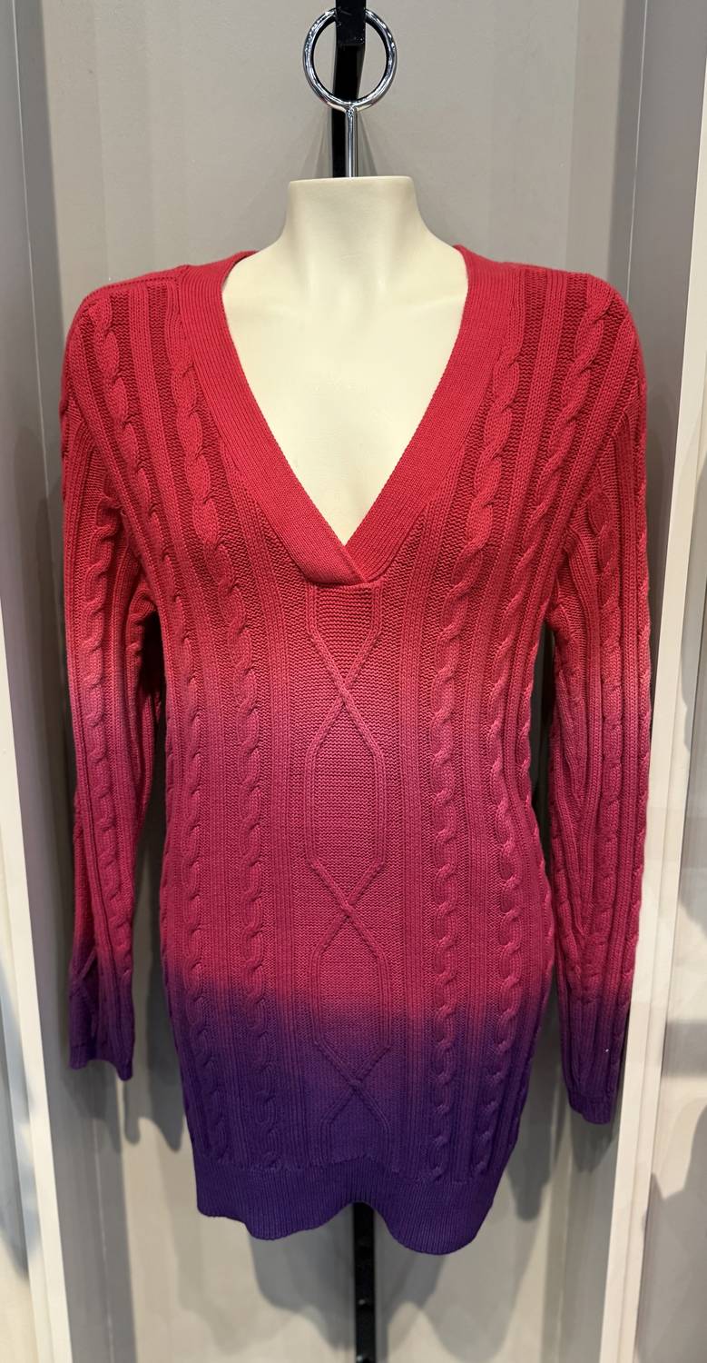 young fabulous & broke Women's Holly Sweater Dress in red velvet ombre - women's dress