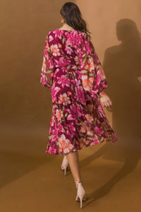 Flying Tomato - Sunset Garden Pleated Midi Dress