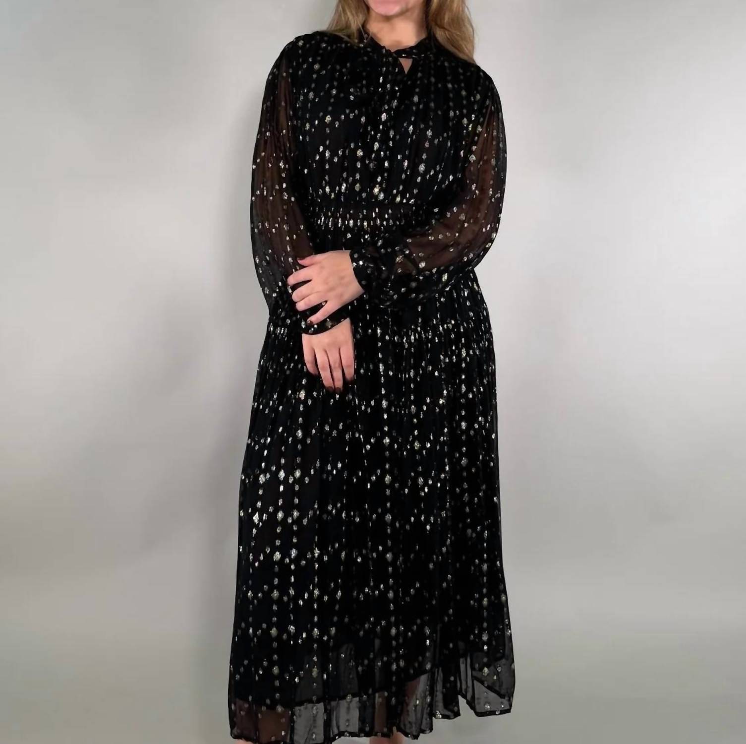 Elan - Polka Dot And Sheer Maxi Dress