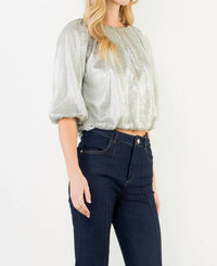 THML SEQUIN FLOWY TOP in silver - women's shirt - view 4