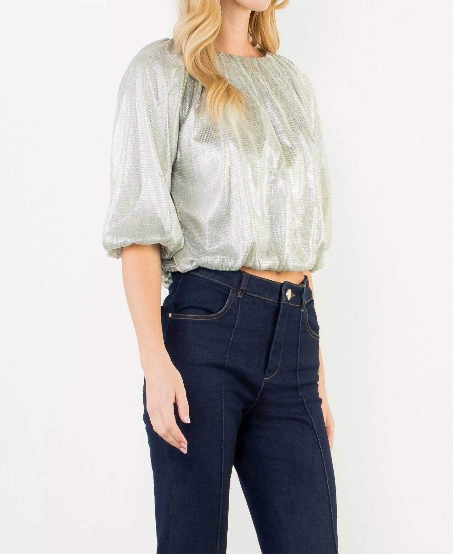 THML SEQUIN FLOWY TOP in silver - women's shirt - view 4