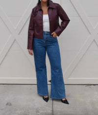 Act Pretty - Washed Polyurethane Leather Jacket