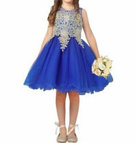Bijan Kids - Gold Dress With Iridescent Beading