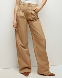 Veronica Beard Mia Pleated Wide-leg Pants in khaki - women's pants - detail view