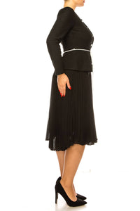 Maison Tara - One-piece Jacket & Skirt Belted Dress