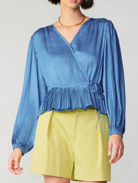 Current Air - Long Sleeve Pleated Wrap Blouse