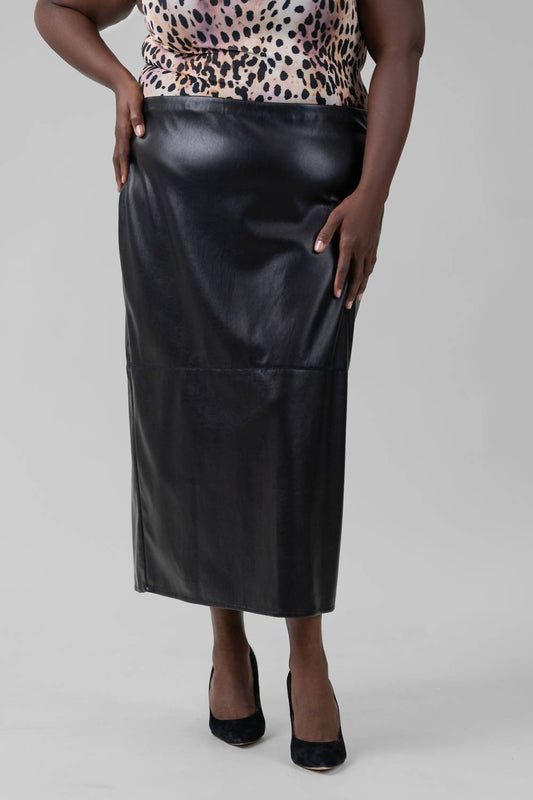 Good American - Better Than Leather Midi Pencil Skirt - Plus