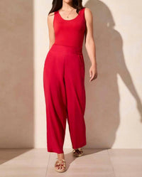 Tribal - Linen Blend Ankle Pant With Hem Vent