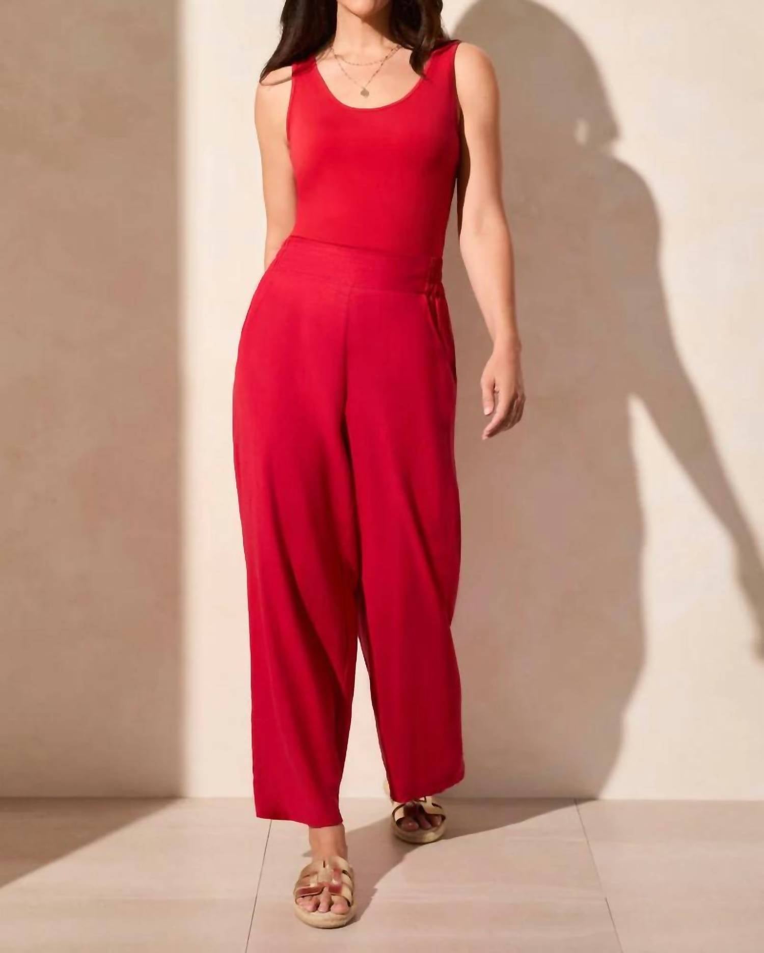 Tribal - Linen Blend Ankle Pant With Hem Vent