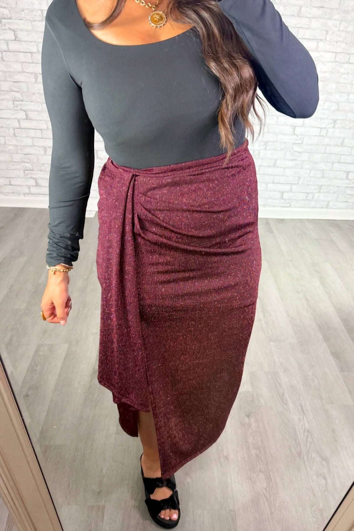 Gilli - Sparkle Wrap Midi Skirt