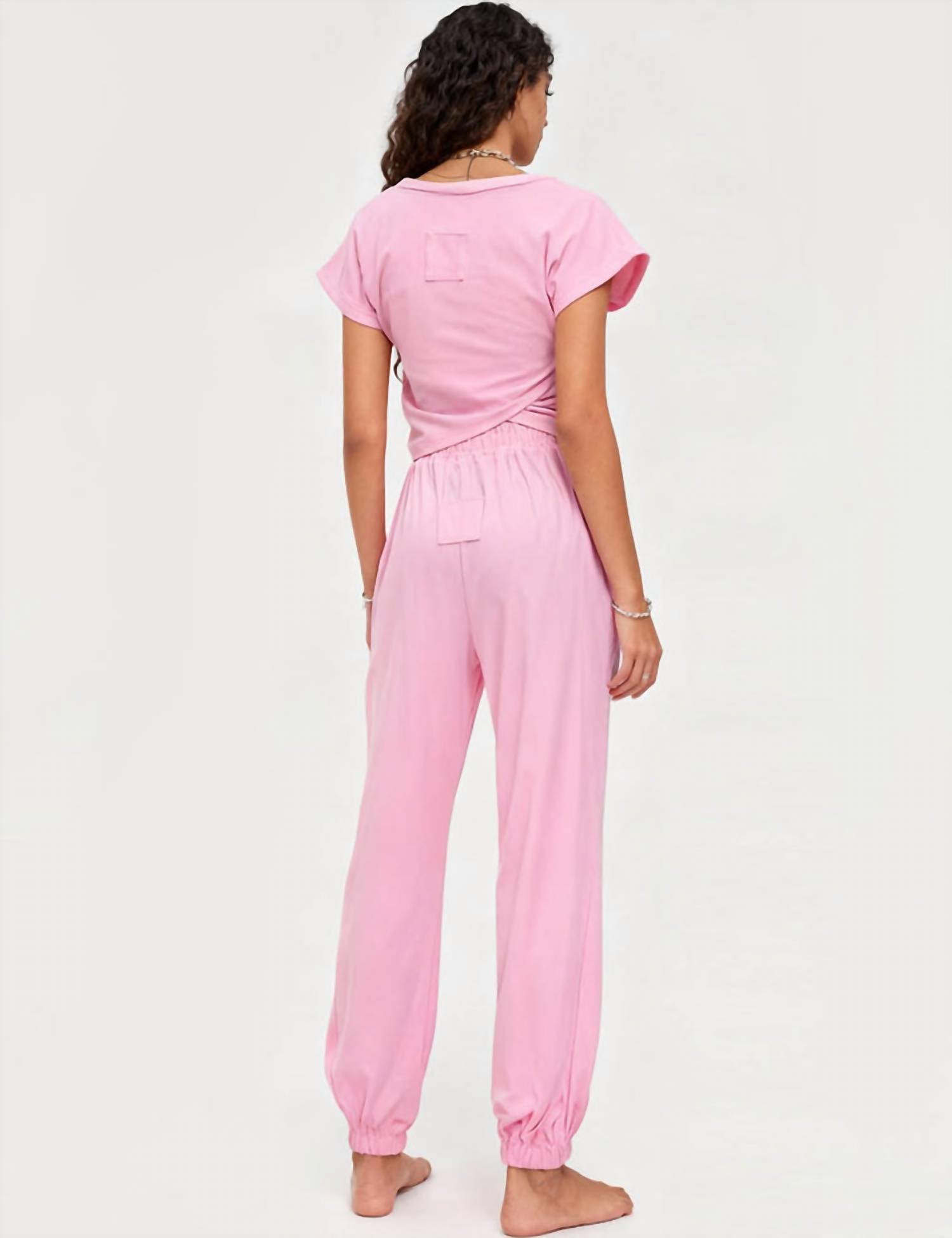 Sweetkama - Solid Color Crop Top And Pants Set