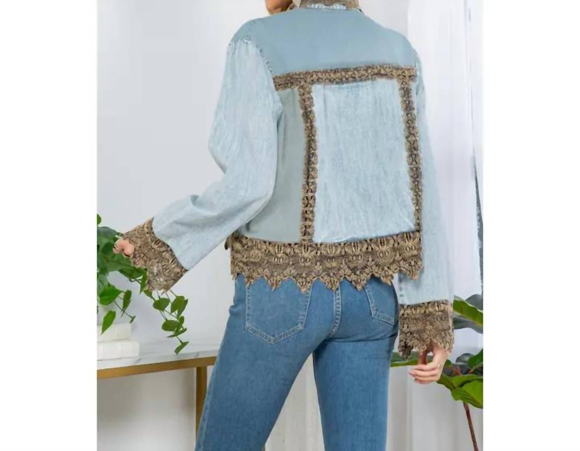 Young Threads - Ice-washed Denim Jacket With Lace